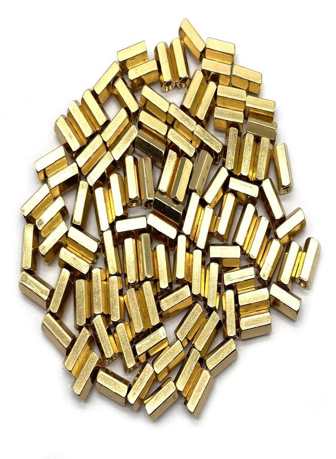 NACX M3 x 10mm Brass Straight PCB Pillar, Female Threaded Brass Hex Standoff Pillar Spacer, 100Pcs - Image 1